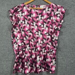 Fred David Peplum Top Womens Extra Large Abstract Print